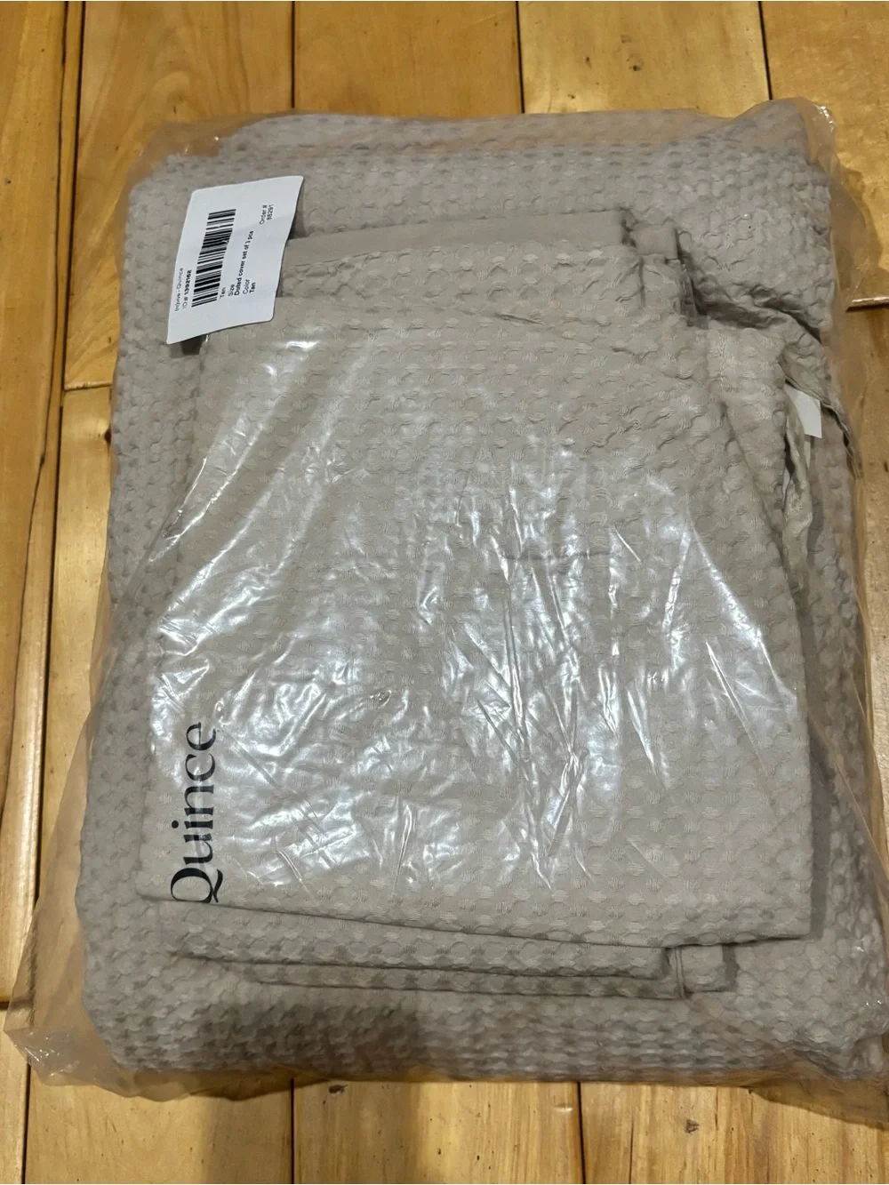 Quince Organic Luxe Honeycomb Duvet Cover Set in Sand - Full/Queen